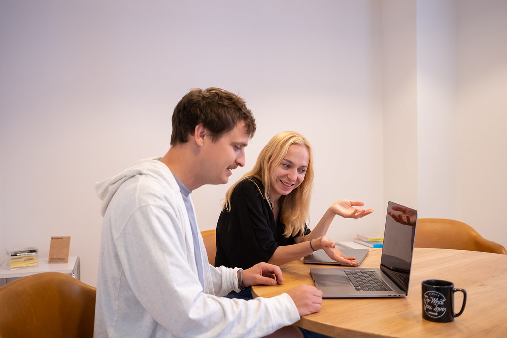 Man and woman talking with each other