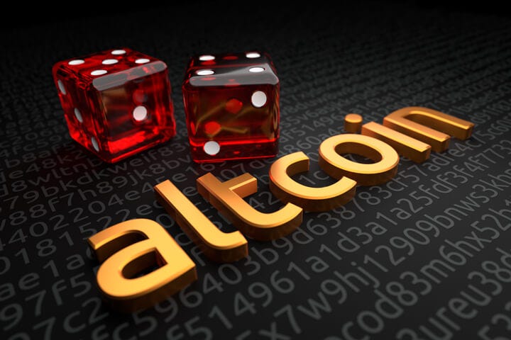 Altcoin crypto with two dice.